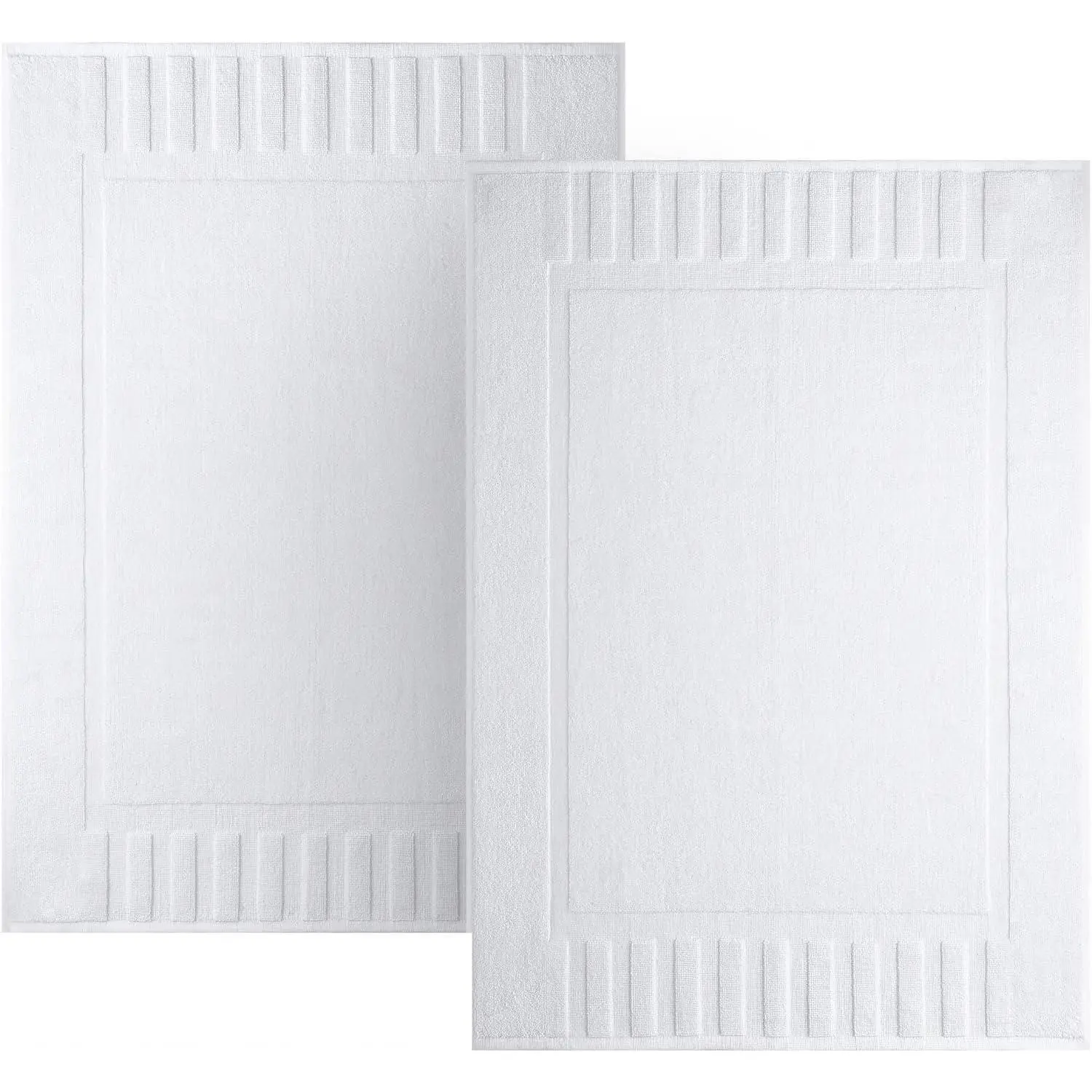 Luxury Cotton Absorbent Bath Mat & Wash Towel Set - 2-Pack 22"x34" White Hotel Spa Shower/Bathtub Mats, Ideal as a Gift [Not a Bathroom Rug]