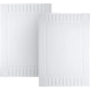 Luxury Bath Mat Floor Towel Set - Absorbent Cotton Hotel Spa Shower/Bathtub Mats [Not a Bathroom Rug] 22"x34" | 2 Pack | White