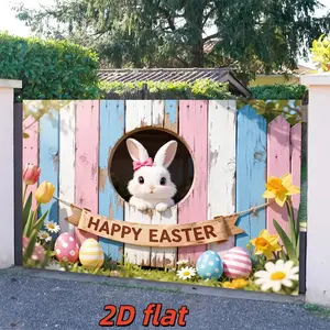 Easter Bunny Background Banner, Polyester Fabric, Easter Party Decor, Spring Decoration, Birthday, Wedding, Anniversary, Home Garden Wall Decor