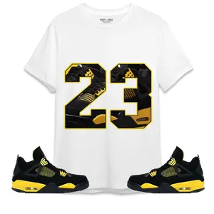 Unisex T-shirt - Number 23 CM4 Unisex Shirt Match Jordan 4 Thunder. 100% Cotton. Casual Wear. Streetwear Style. T-shirt To Match Sneaker.