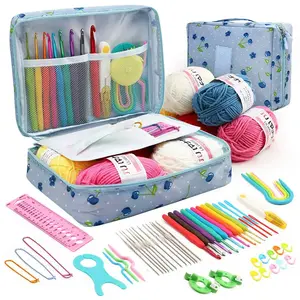 Crochet Kit with Storage Bag, Crochet Hooks & Accessories, Crochet Supplies for Home Dormitory School Outdoor Travel (the Color of The Storage Bag Is Fixed, and The Colors of Other Accessories are Random) Crochet Set