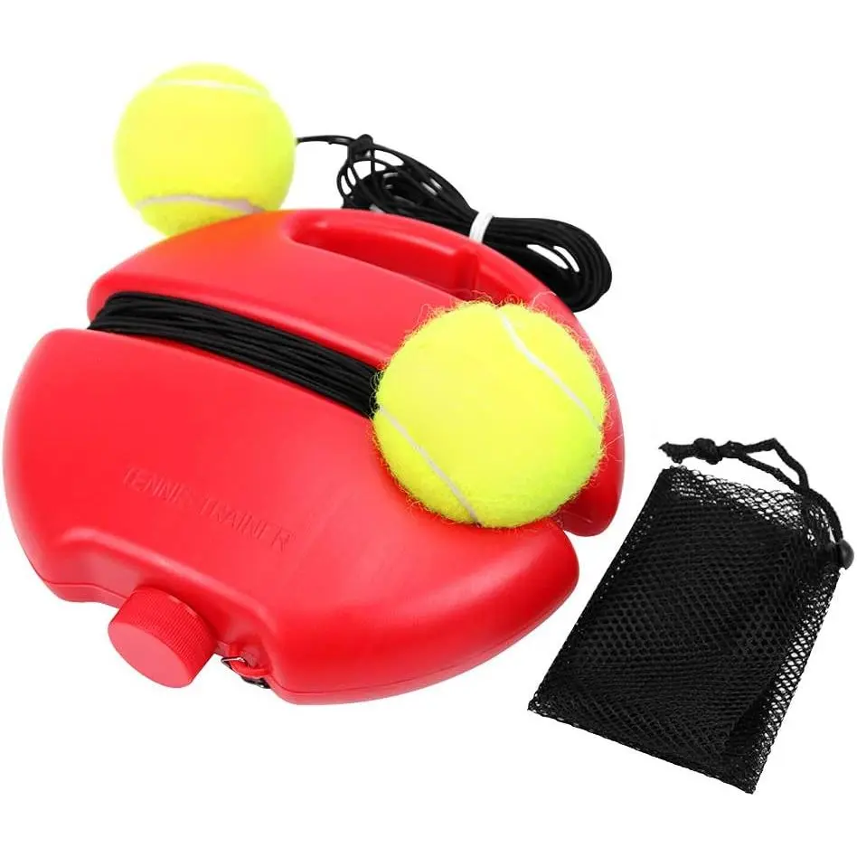 Solo Tennis Trainer with Fillable Base, Portable Outdoor Practice Set with 2 Rebound Balls and High-Elasticity String for Kids and Adults