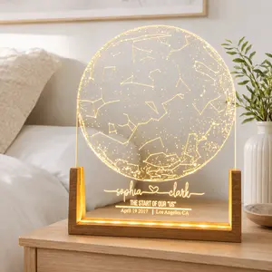 Personalized Star Map Acrylic Decor, Custom Night Sky Keepsake by Date, Constellation Gift for Couples, Anniversary Gift for Him & Her, Romantic Home Decoration