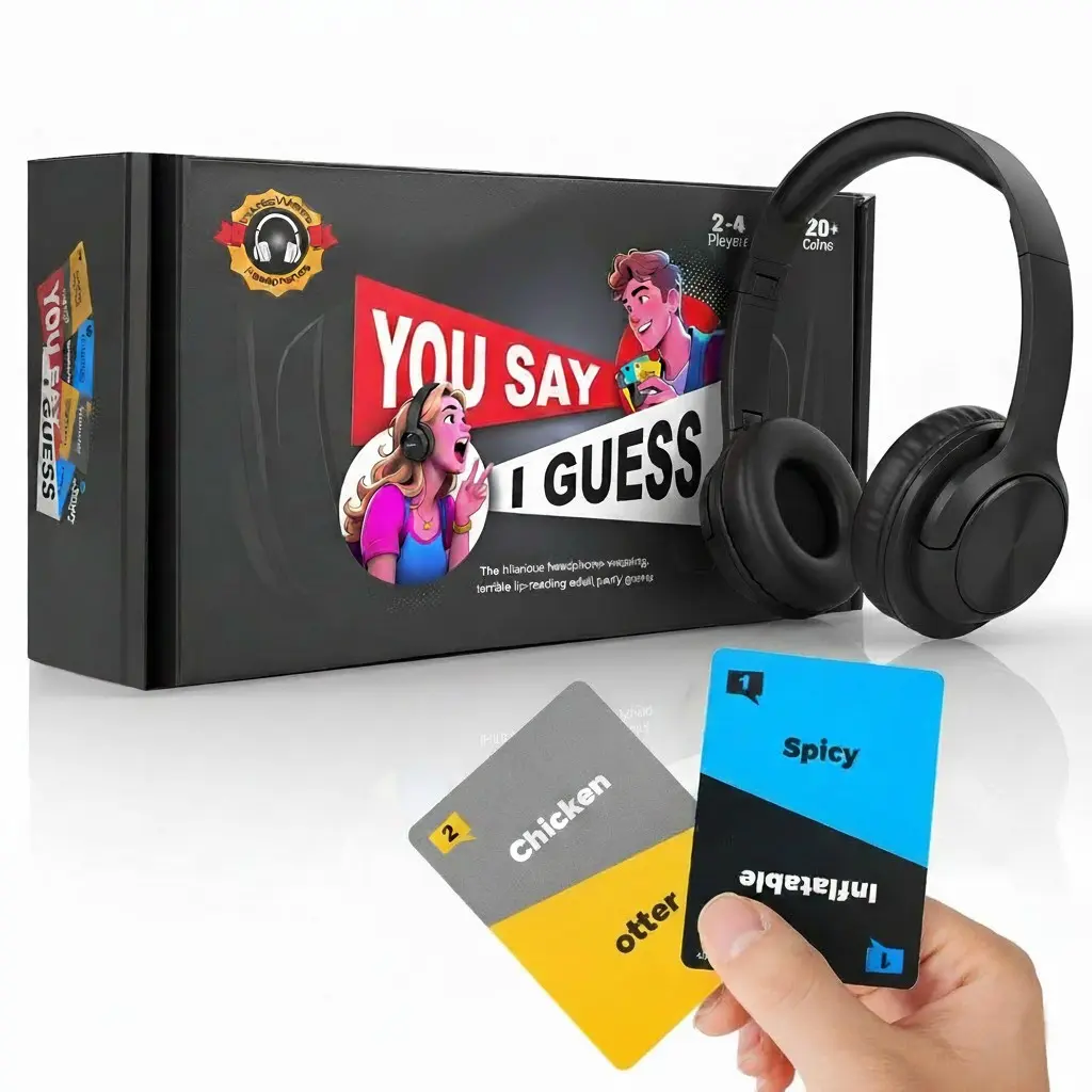 Adult Lip Reading Game, Party Table Game, Party Essential, Adult Board Game Night Must-Have, 18+ Funny Fun, Fun Tabletop Game, Includes Rechargeable Earphones