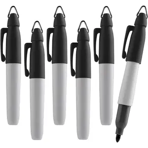 Mini Permanent Markers, Fine Point, Assorted Colours, 6 Count (Black)