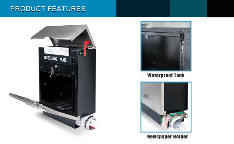 D23-H - Stainless Steel Mailbox for Walls, Heavy Duty Wall Mounted Mailbox with Newspaper Holder - 14.25'' x 6'' x 17.25'' Silver Rust Proof Steel Dropbox