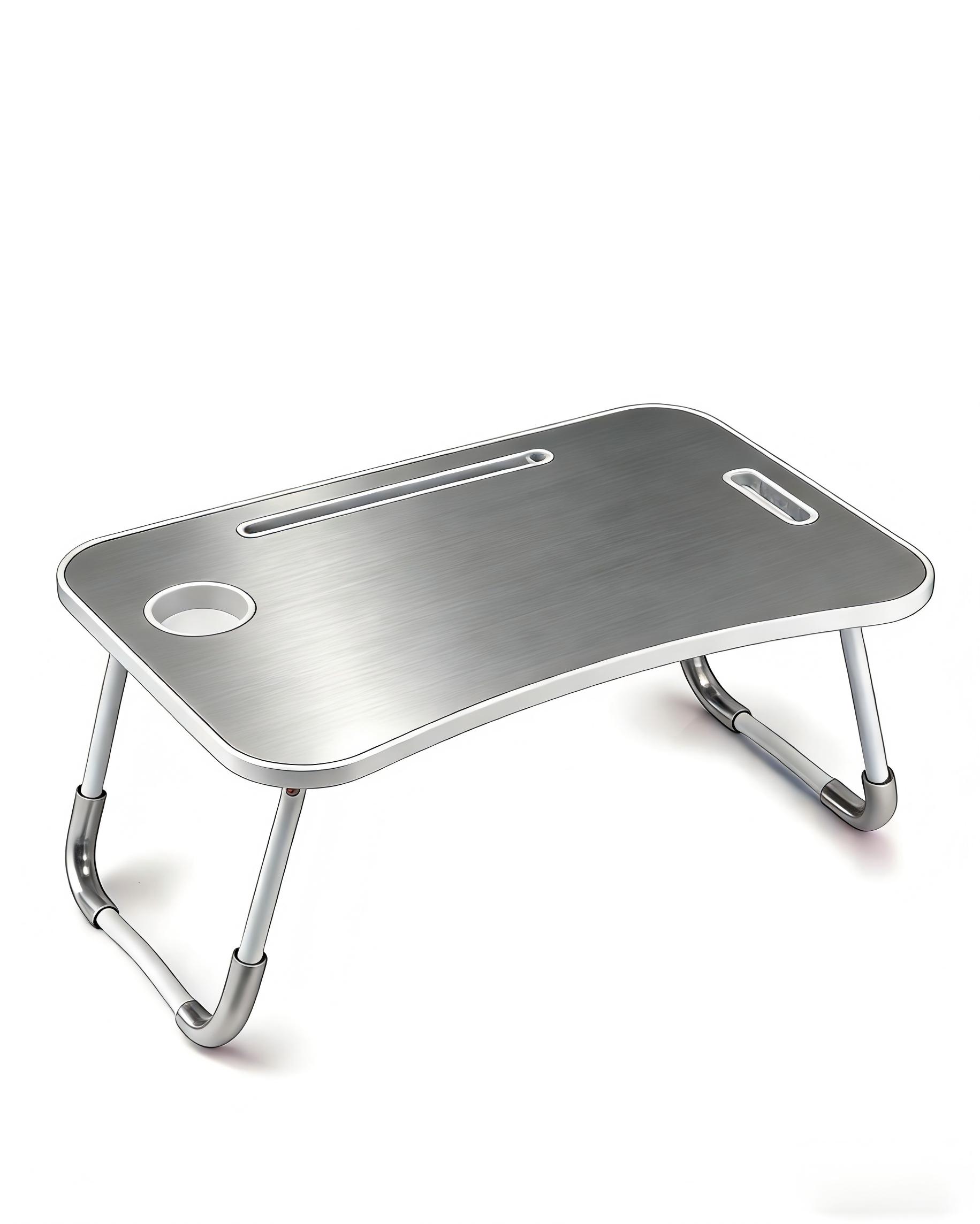 Foldable Laptop Table, Portable Lap Desk Bed Table Tray, Laptop Stand with Cup Holder & Tablet Slot & Lifting Handle for Working Writing Drawing & Eating
