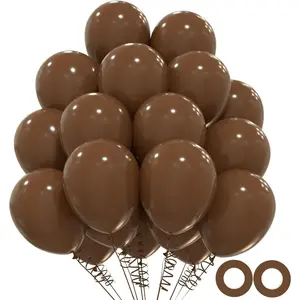 110 count Dark Brown Balloons, 12inch Coffee Brown Latex Party Balloons, Helium Quality for Birthday  Shower Gender Reveal Graduation Party Decorations(With 2 Ribbons)