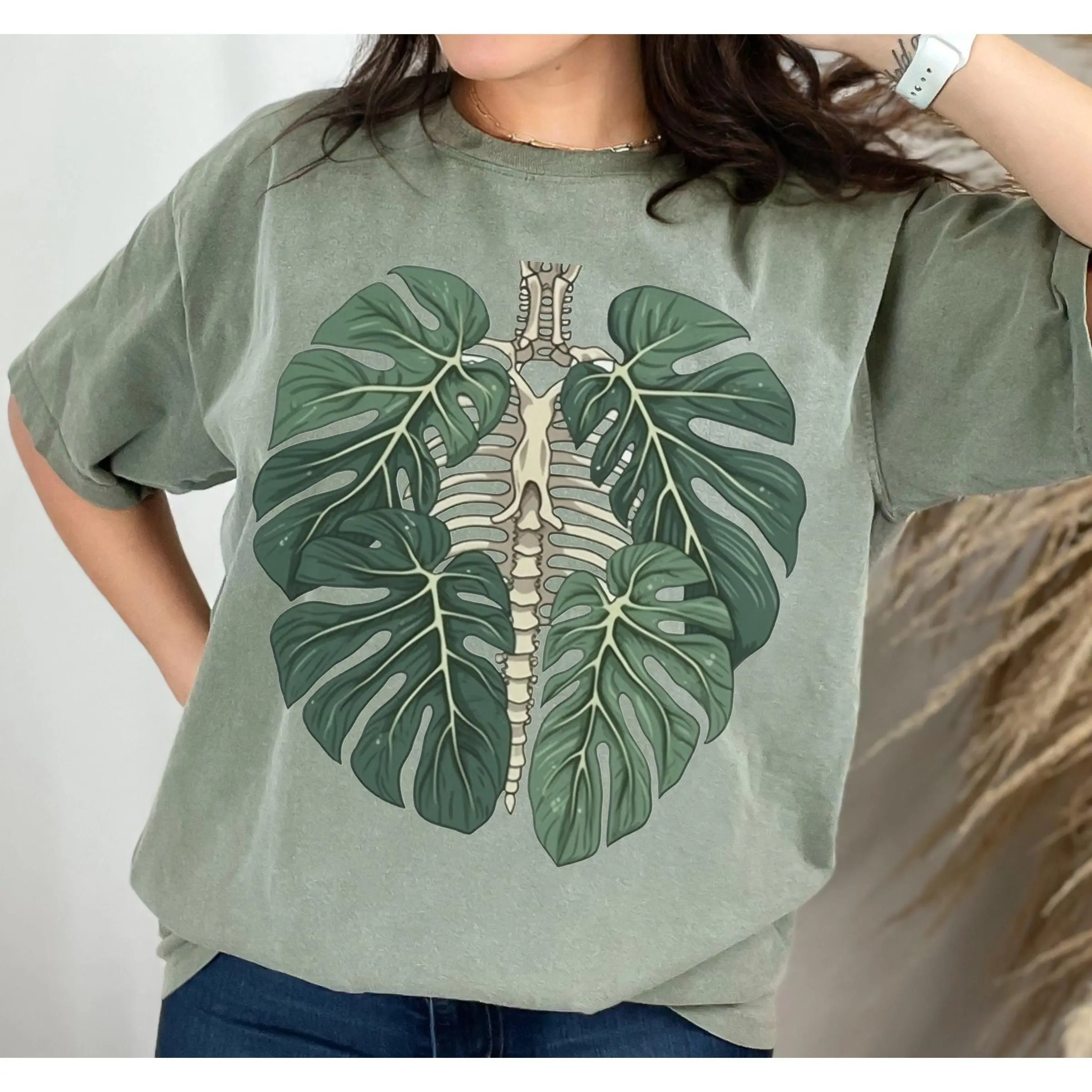 Comfort Colors Skeleton Plant Body T-shirt, Leaf Unisex Garment-Dyed T-shirt, Plant lover shirt, Plant Gift, Monstera Tee