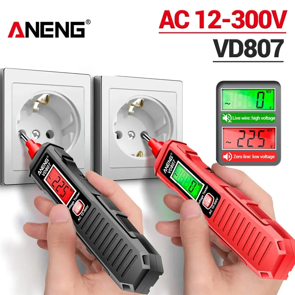 ANENG VD807 Non-Contact AC Wire Detector, 12-300V 1-Word Induction Smart NCV Sensor Electric Pen Tester, Portable 50/60Hz Electrical Measuring Tool