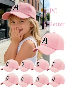 Varsity Letter A-Z Kids Baseball Cap, Adjustable Unisex Children Dad Hat, Casual Face-Slimming Sun Hat for Boys & Girls Adjustable Snapback