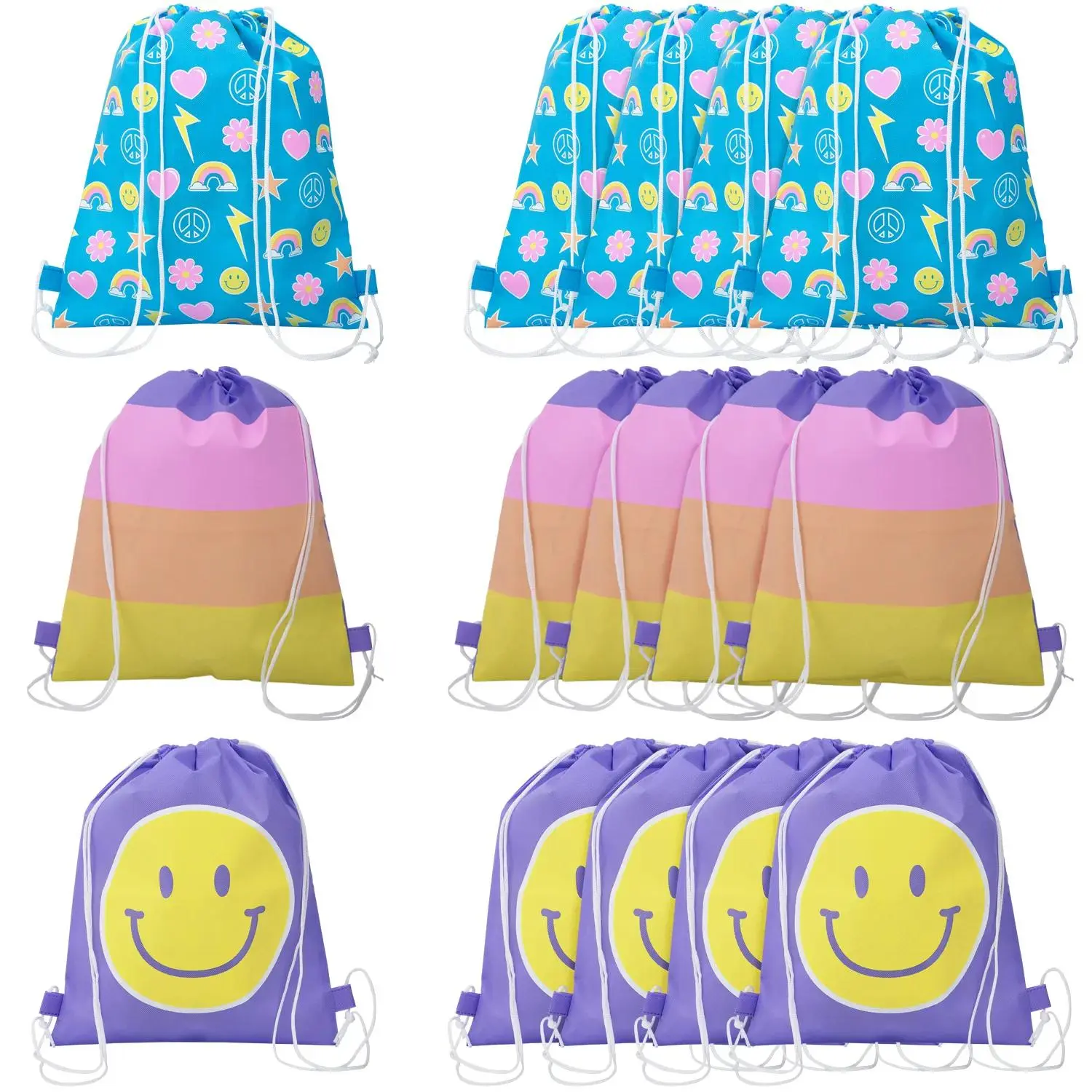 12" x 15" Medium Rainbow Pastel Ombre Nonwoven Drawstring Backpacks - 12 Pc. 12" x 15" Medium Rainbow Pastel Ombre Nonwoven Drawstring Backpacks - 12 Pc.