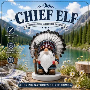 Hodao Traditional Tribal Chief Garden Gnome Statue - Resin Stone Decorative Miniatures, 2026 Summer Kick-off 4th of July Home & Outdoor Decor, Funny Stress-Relief Collectible Gift (Item#FathersDay)