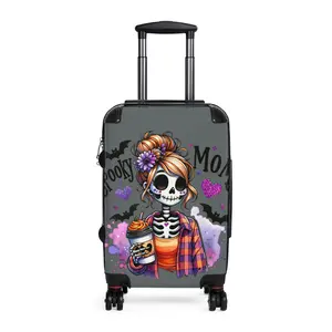 Spooky Mom Travel Suitcase - Halloween Luggage, Fun Travel Bag, Skeleton Design, Unique Carry-On, Perfect Gift for Moms