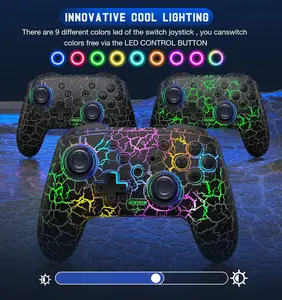 YLW Design Wireless Joysticks & Game Controller Six Axes Turbo Function BT Connection for PC & Nintend N- Switch Pro