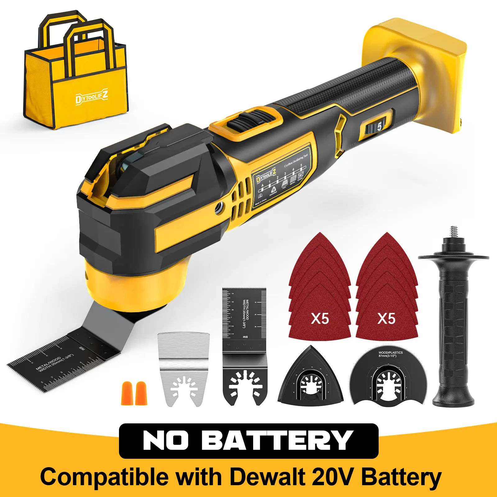 Upgrade Yellow&Black【No battery】For Dewalt