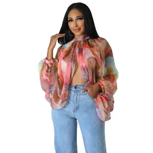 summer spring clothes 2025 Printing Batwing Sleeve Chiffon Split Shirts And Sexy Blouses Women Crop Top Summer Outfits Party Night Blusas Para Mujer Light Womenswear Check Gamis Basic Fitted Fluorescent Green_Light Grey Minimalist
