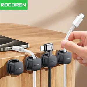 Magnetic Under-Desk Cable Management Organizer — 6 Pack for Home Office Desk Setup