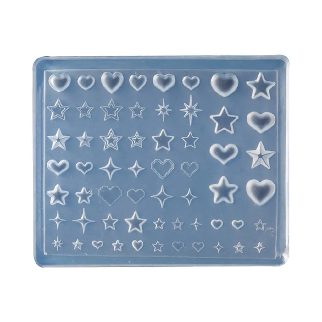 3D Star Heart Silicone Nail Art Molds Set, Cute Kawaii Resin Clay Epoxy Nail Tips Mold, DIY Crystal UV Acrylic False Nail Decorations Supplies for Beginners, Nail Art Tools, Nail Design