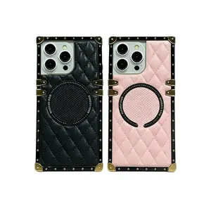 Right Angle Square Diamond IP15 Phone Case 16Promax Magnetic Wireless Charging IP13 Fashion Simple Cover Screen Protector