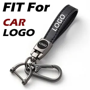 Genuine Leather Car Keychain, Metal Key Ring Carabiner Durable Auto Accessories, Compatible with Audi BMW Mercedes Chevy Toyoa Honda Chevrolet, Universal Key Chain Gift for Men and Women set