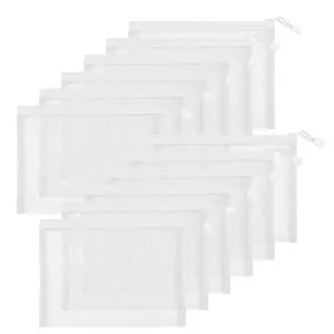 12Pcs White Mesh Bags Makeup Bags Cosmetic Travel Organizer Bags Mesh Zipper Pouch Pencil Case(9.8 x 7 inch) - Home Improvement.