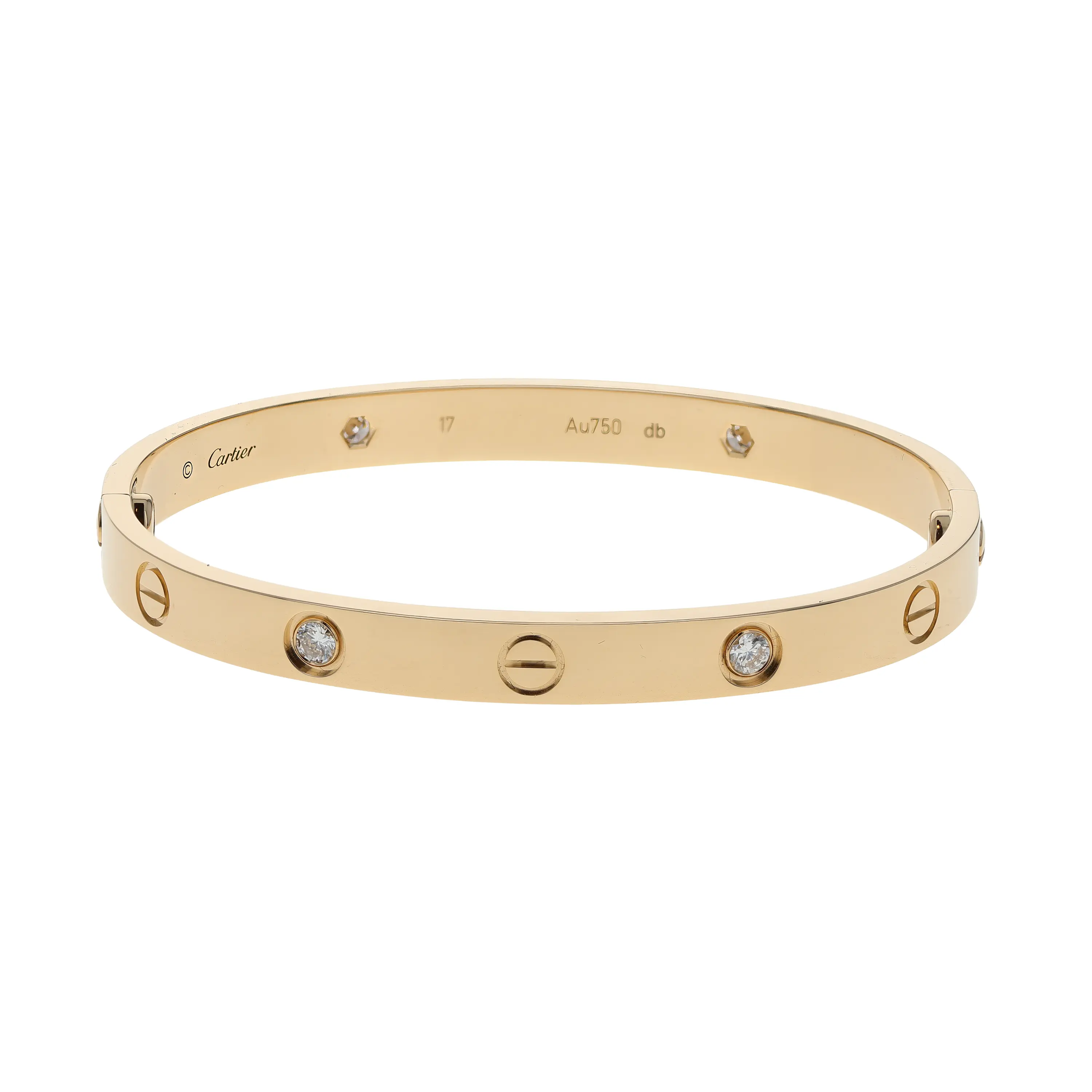 Pre-owned Cartier Love Bangle Bracelet Size 17