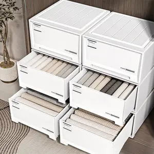 Stackable Drawer Storage Box, Plastic, for Closet & Clothes Organization