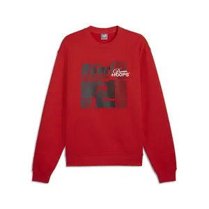 PUMA Mens Media Day Crew Neck Sweatshirt Casual - Red