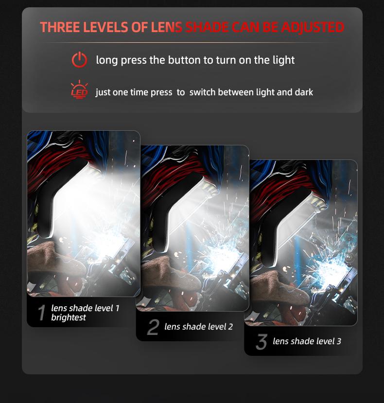 ANDELI MONERDB 4LED 3.94x3.74 Auto Darkening Welding Helmet with True Color Large Viewing Screen 6 Arc Sensors for MIG TIG ARC CUT Welding Heavy Duty Weldingmask Weldingcap