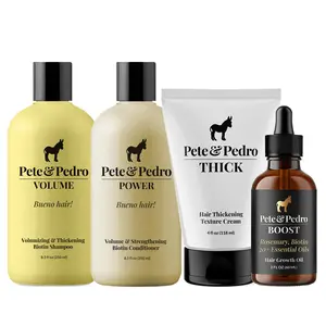 The Hair Thickening, Regrowth & Scalp Health Kit – Volume Biotin Shampoo, Strength Conditioner, Thickening Cream & Growth Serum | Extreme Thickness, Density, Root Lift, Regrowth Support, Scalp Health | Fine, Thinning, Receding Hair | Men’s Hair System