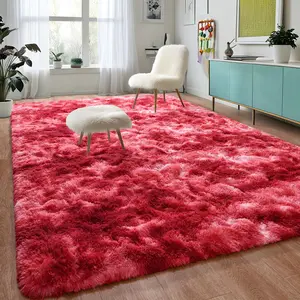 Non-Slip Machine Washable Purple & Gray	 Gray Rug, Fluffy Shaggy 4x6ft Carpet for Bedroom Living Room Nursery Kids (Boys Girls) Dorm Classroom