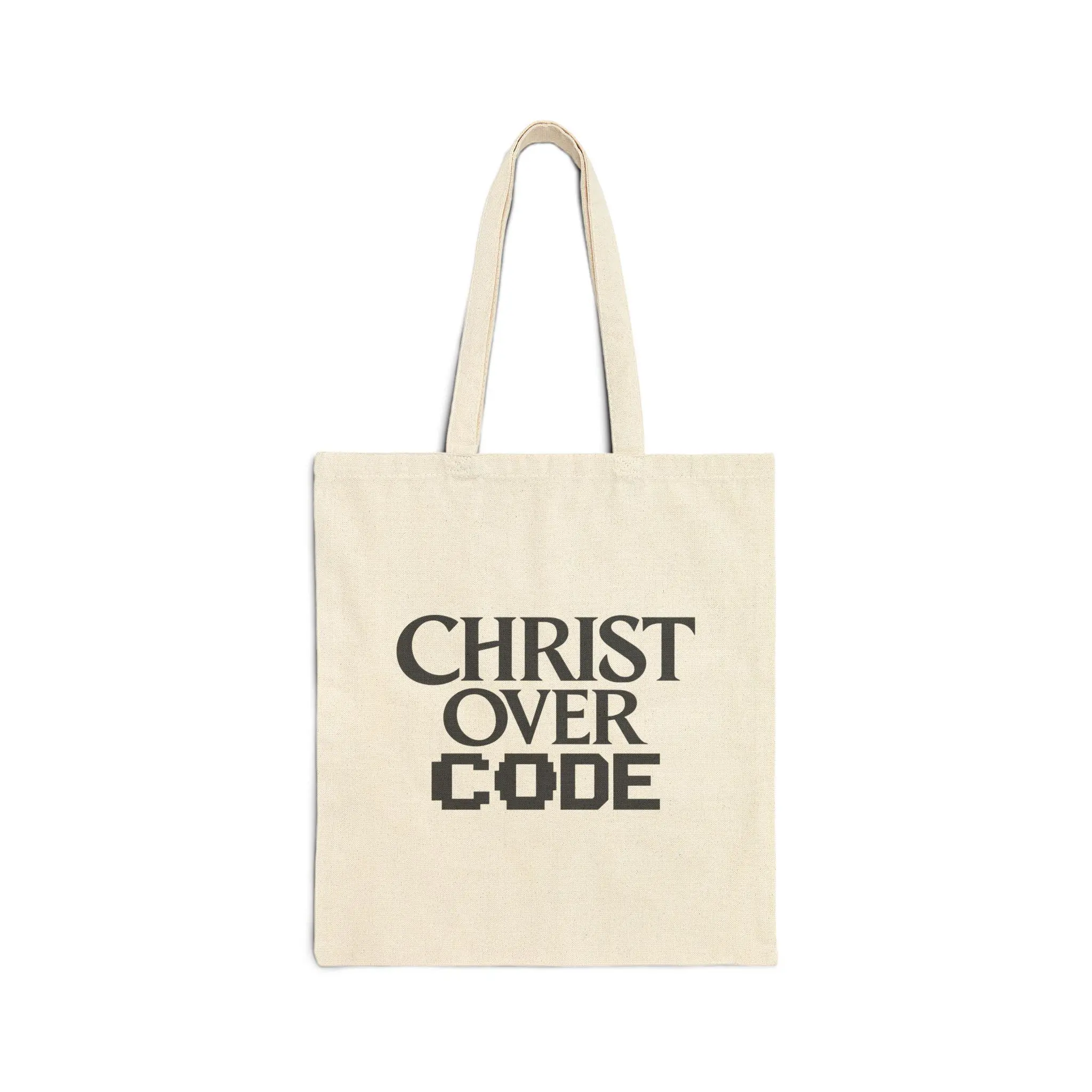 Christ over Code Cotton Canvas Tote Bag