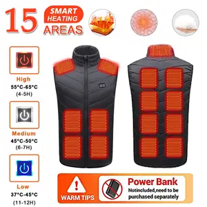 Woman Electric Heated Vest 15 Heating Zones Dual Control Outdoors Jacket Plus Size