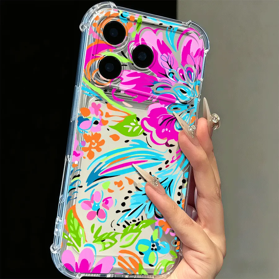 Shockproof Floral Transparent Soft 1pc Fashionable Colorful Floral Soft Phone Case Compatible With IPhone 17 Pro Max, Compatible With Honor, Compatible With, Compatible With GalaxyS24/S25, International Version, Not The Domestic Version Spring Easter Gift