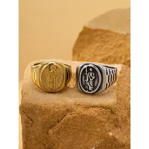 Saint Jude Pattern Ring, Retro Hip Hop Stainless Steel Men's Ring, Party, Party, Fashion Match