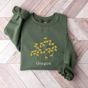 Oregon State Flower Sweatshirt Embroidered Oregon Crewneck Sweater Grape Flower Shirt Embroidered Oregon Sweatshirt