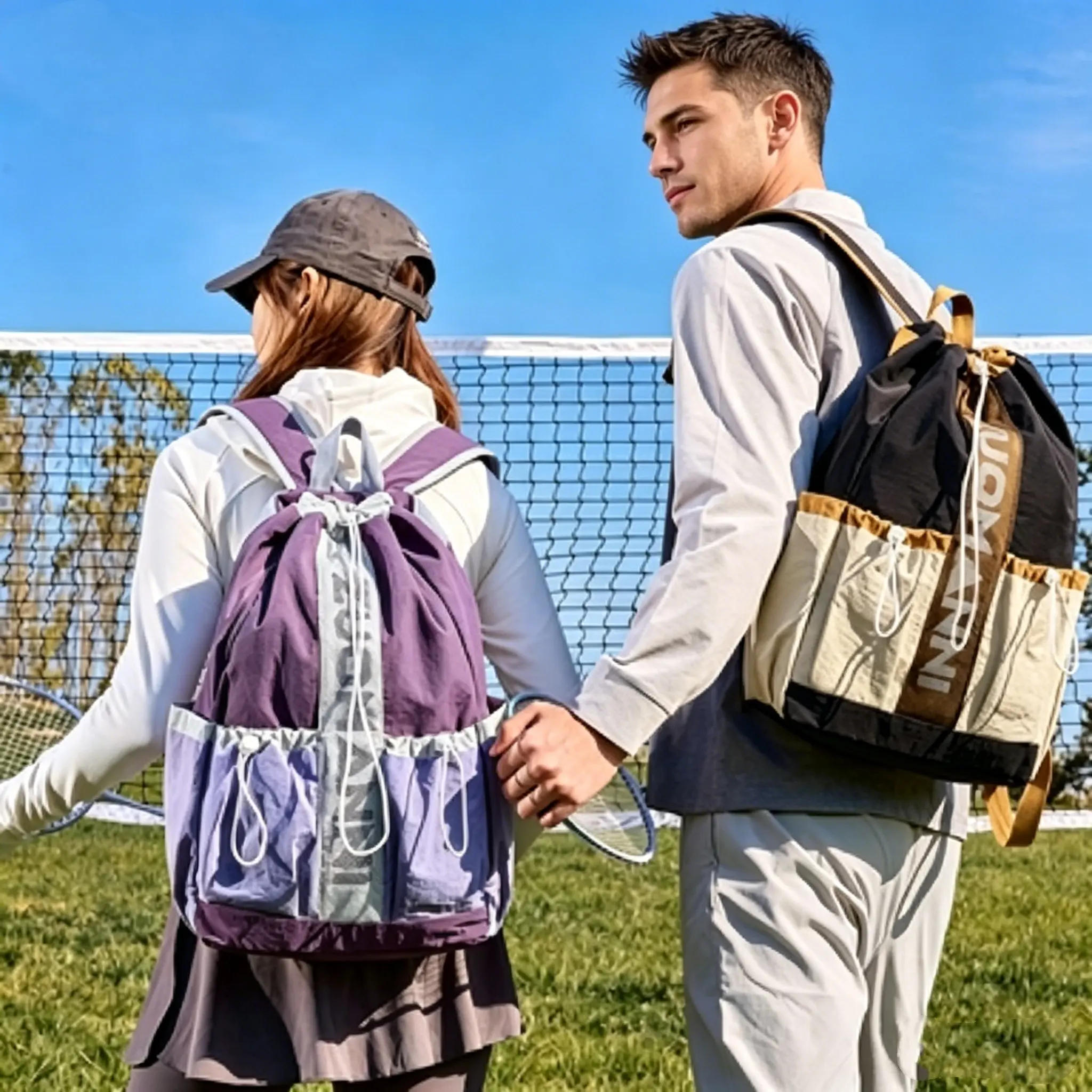 Women's tennis fitness bag, this tennis backpack can hold 2 rackets, has a shoe compartment, and is suitable for use on the court, after work, daily use, and overnight weekends.