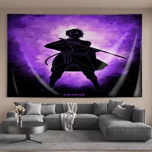 Exquisite Tapestries Sasuke silhouette purple background Elegant Accessories Creates an artistic atmosphere