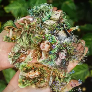 Vintage Forest Girl Pattern Sticker, 30pcs/set Scrapbooking & Journal Making Material Sticker, DIY Decorative Sticker for Stationery & Water Bottle