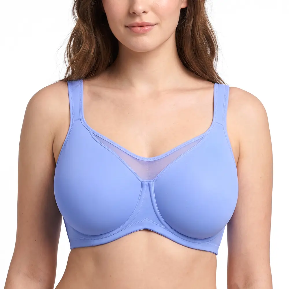 HSIA Cool Cardi Comfort Bra Plus Size Underwire Non-padded Ice Silk Bra Smoothing Wide Strap Full Coverage Summer Bra for Big Busted Women Unlined Minimizer  BraT-shirt Bra Cooling Bra
