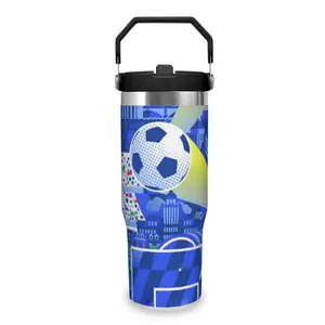 FIFA World Cup 2026 Tumbler with Handle 30oz - Twist On Lid and Flip Up Straw Stainless Steel Insulated Travel Cup Water Bottle for Travel Car Sports Birthday Anniversary Gift