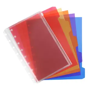 5-Tab Dividers and Plastic Zipper Bag Set, Color Dividers with Index, Clear Zipper Bag, A5 Junior Size, ,  Discbound Tab Dividers，for Discbound Planners or Notebooks