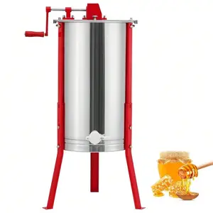 Enlarged 2/4 Frames Manual Honey Extractor, Stainless Steel Manual Beekeeping Extraction, Honeycomb Drum Spinner With Adjustableheight Legs, Transparent Lid, For Apiarys, Beekeepers & Beehi