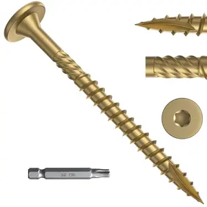 6 Inch Heavy-Duty Outdoor Deck Screws, 50 count  Drive Decking  Screws, Rust Resistant Timber Screws for Timber/Log/Landscaping  (#14 x 6 Tan