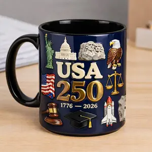 Personalized USA 250th Anniversary Mug 1776–2026  Patriotic Coffee Cup  American Eagle Liberty Bell Mug  Independence Day Gift