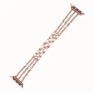 Alloy Metal Fashion Dressy Chain Band for Apple Watch 38/40/41mm & 42/44/45mm, Rose Gold Color
