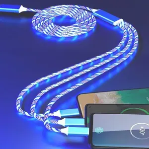 3 in 1 Charging Cable, 1 Count 1.2m LED Flowing Light Up Type C Charger Cable, Durable TPE Charging Cord for Most Cell Phones, Electronic