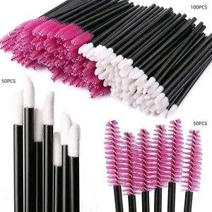 Professional Makeup Brush Set, 100pcs Disposable Eyelash Mascara & Lip Brushes Kit, Multi-Function Cosmetic Tools, Single Item Pack
