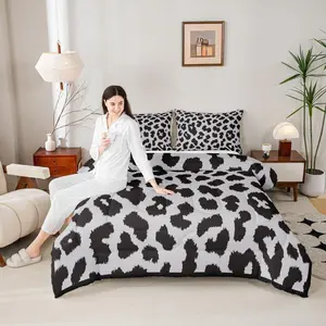 Abstract Cheetah Skin Spots Comforter Set,Kids Girls Woman Luxury Room Decor,Black Grey Leopard Print Down Comforter,Wild Animal Fur Bedding Set,Retro Noble Duvet Insert